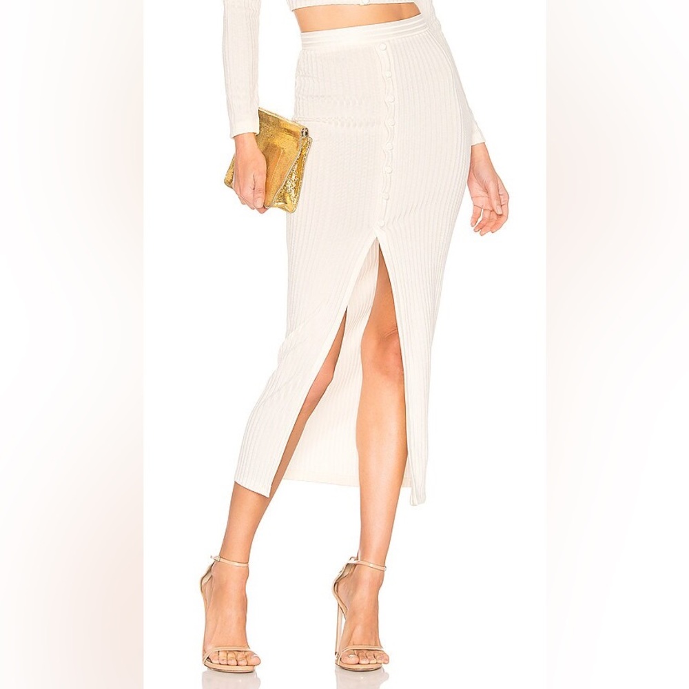 Fleur du Mal Cream Ivory Slit Skirt Maxi Midi Sz 1